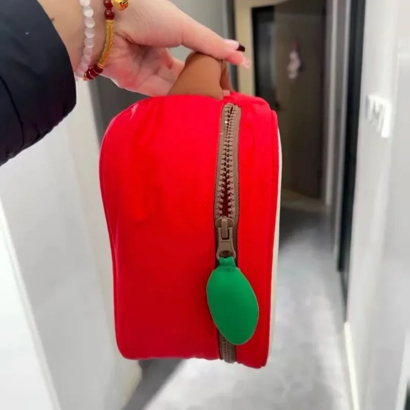 pochette de rangement de voyage pour cosmétiques et articles de toilette, motif pomme de dessin animé mignon, sac de maquillage pour femmes, sac à main pour femme, cadeau