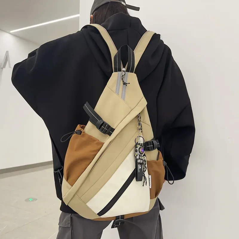 2024 techwear style hip hop sport moto sac à dos hommes femmes multifonction étanche voyage unique épaule sac d'école