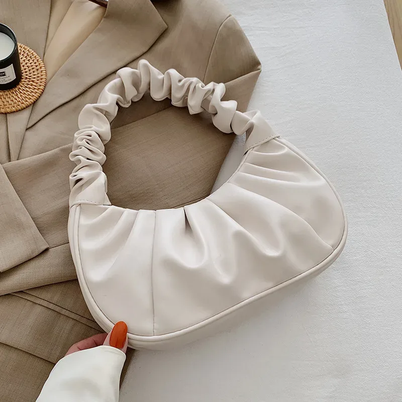 sacs à main plissés pour femmes, sacs nuage en pu, sac à aisselles de loisirs, sacs à bandoulière de shopping, sac à main boulette, sacs à main féminins