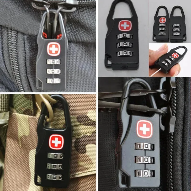 sac à dos d'extérieur, sac à main avec fermeture éclair, antivol, mini serrure à numéro de code combiné portable pour accessoires de sac à dos de voyage