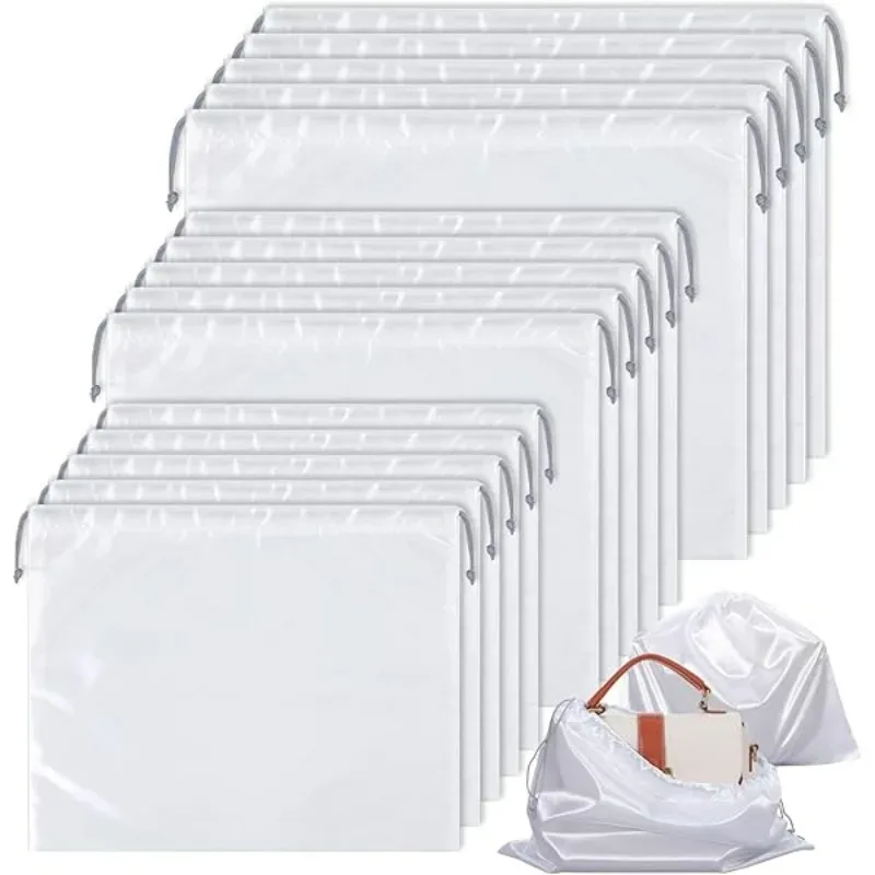 sacs anti-poussière pour sacs à main, housse de protection pour sacs à main, sacs à chaussures, bottes, sac en soie anti-poussière avec cordon de serrage, pochette de rangement de voyage