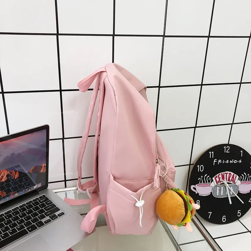 sac dos nylon unisexe rose noir poche hamburger limon couverture souple voyage ordinateur portable