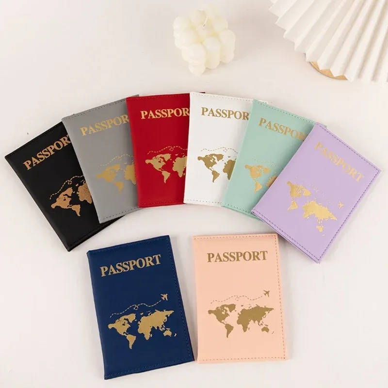 1 pièces sac de couverture de passeport pour femmes hommes pu leathaer mode voyage porte-passeport étui id nom cartes de visite pochette de protection