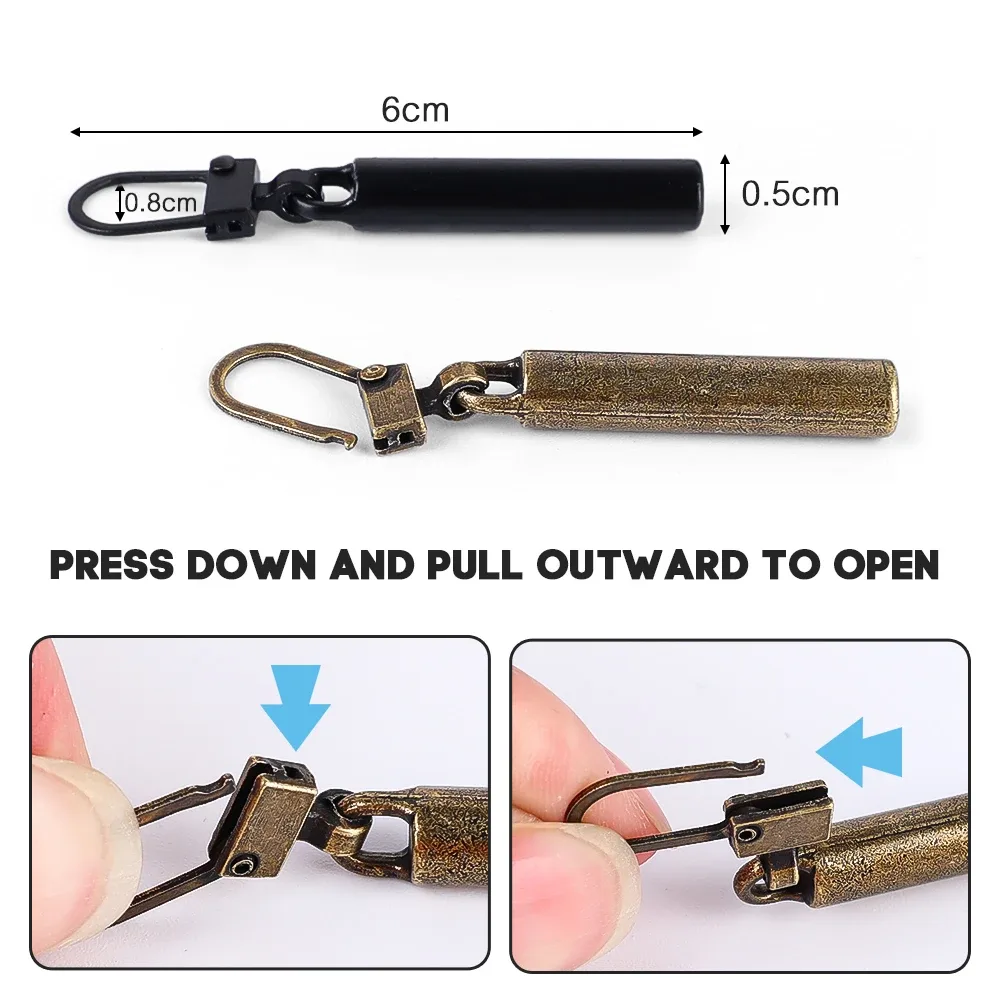 extracteurs de fermeture éclair en métal détachables, 5 pièces, pour curseurs de fermeture éclair, kit de réparation de fermetures éclair, bricolage, couture doudoune, sac de vêtements