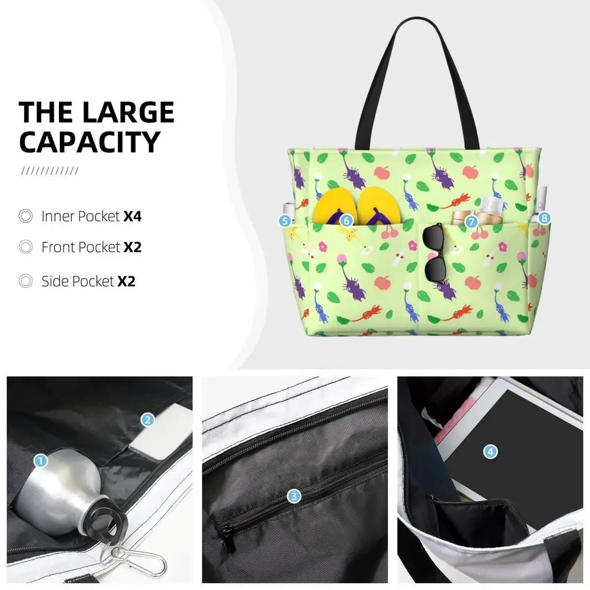 pikmin sac fourre-tout de plage sport gym yoga duffle grand sac fourre-tout femmes sac de voyage sac de fitness