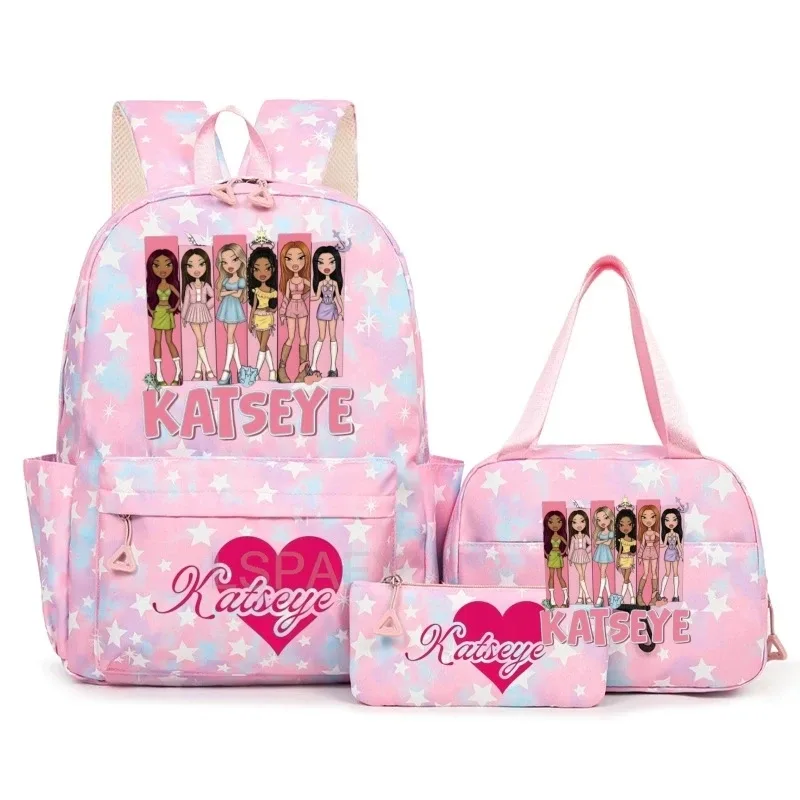 sac à dos amusant katseye pour adolescents, sac de voyage à double bandoulière, sac à crayons, sac à déjeuner, sac à livres décontracté pour étudiants, sac d'école pour filles, grande capacité, mochila