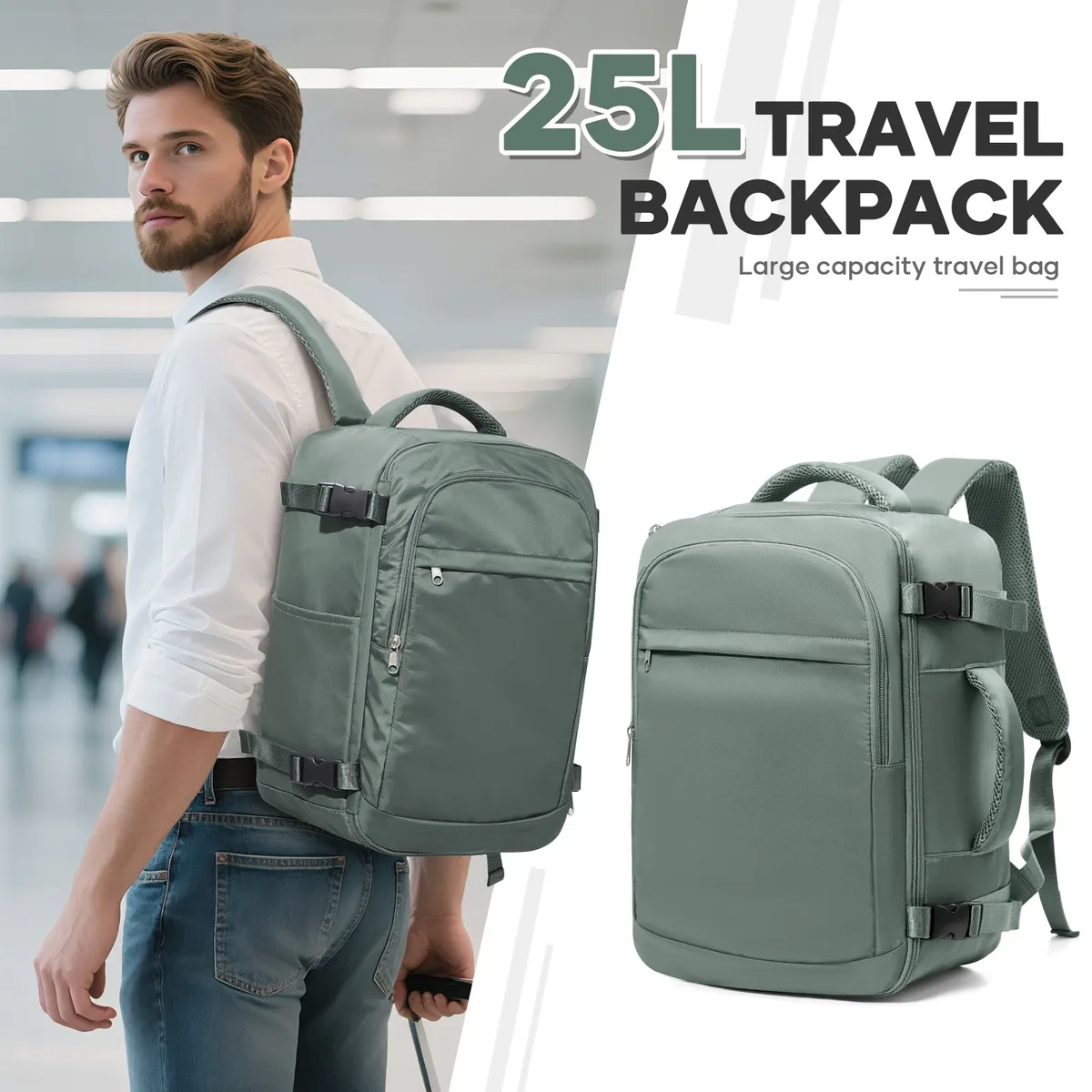 sac à dos de voyage sous le siège ryanair 40x20x25, sac à dos de voyage en avion, pratique pour l'extérieur, sac à dos pour ordinateur portable pour hommes, sac à main d'extérieur