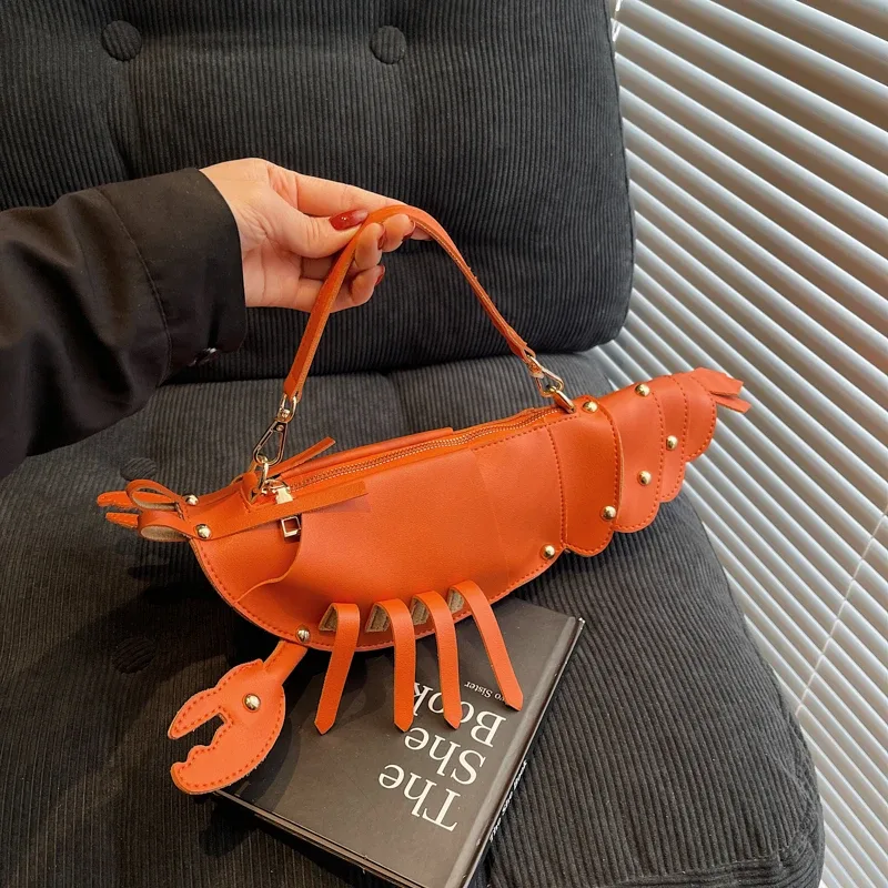 sacs à bandoulière en pu avec fermeture éclair, niche en forme de homard, sacs pour dames de haute qualité, couleur unie, rivets, sacs à bandoulière à la mode, 2025