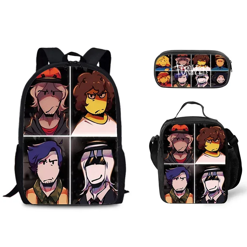 sac dos nylon personnages dessins animés fond noir format grand volume usage étudiant voyage