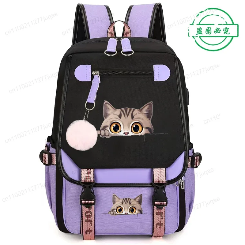 sac à dos kawaii chat de dessin animé tendance anime pour adolescentes et adolescents, sac d'école, sac de voyage pour ordinateur portable