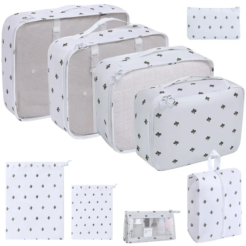 7/8/9 pièces nouvel ensemble organisateur de voyage sacs de rangement grande capacité valise stockage bagages vêtements tri organisateur ensemble pochette à chaussures