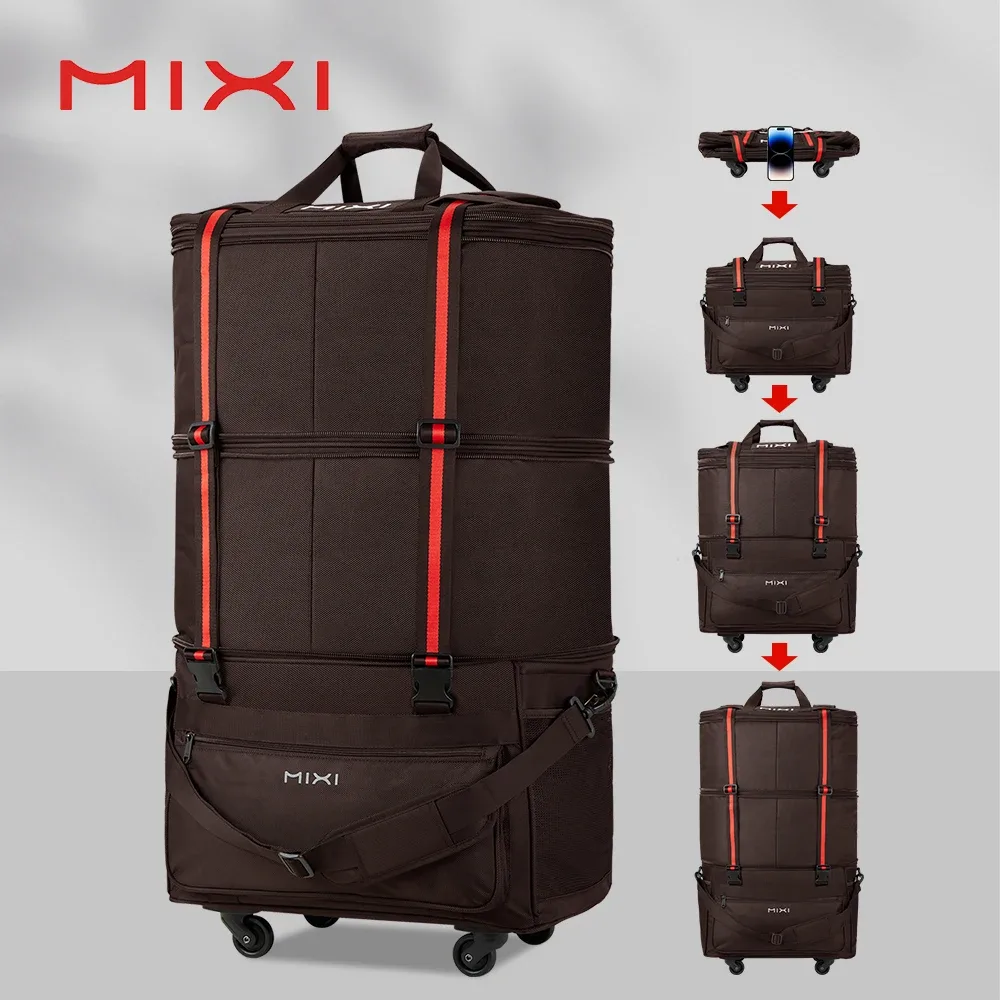 sac de voyage pliable à grande capacité extensible mixi avec roulettes, sac à bagages, sac de sport m3015