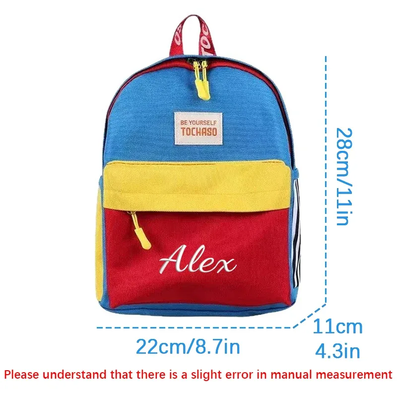 sac à dos brodé personnalisé, nouveau modèle, design color-block dopamine, motif dessin animé mignon, sac à dos tendance, sac à dos décontracté