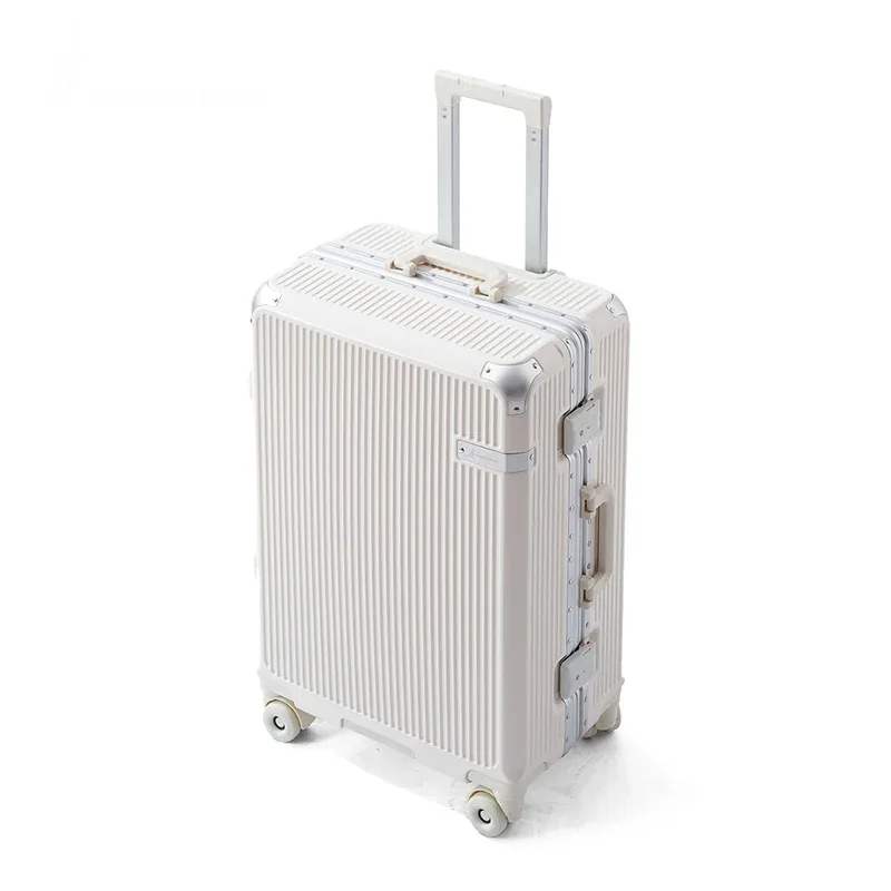 valise à cadre en aluminium avec serrure à combinaison, unisexe, portable, 20 pouces, bagage à main pour étudiant, 28 pouces, avec roues silencieuses