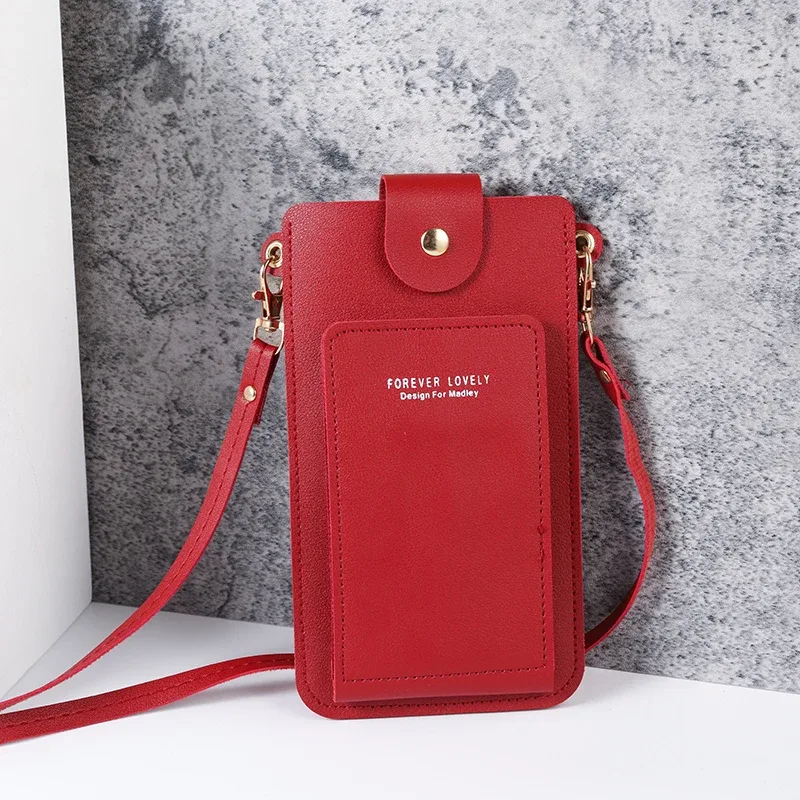 sac à bandoulière simple de couleur unie pour femmes, sac en bandoulière pour téléphone portable, portefeuille pour cartes de permis de conduire, nouvelle collection 2024
