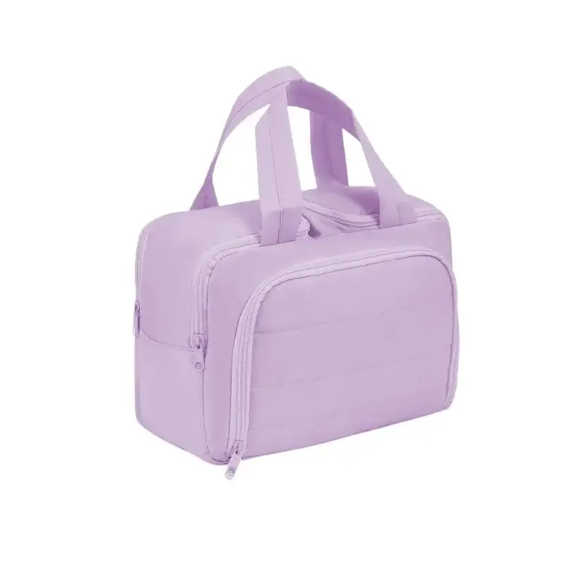sac de maquillage de voyage grande capacité, organisateur de cosmétiques avec poignée, sac de rangement multi-compartiments pour articles de toilette pour femmes