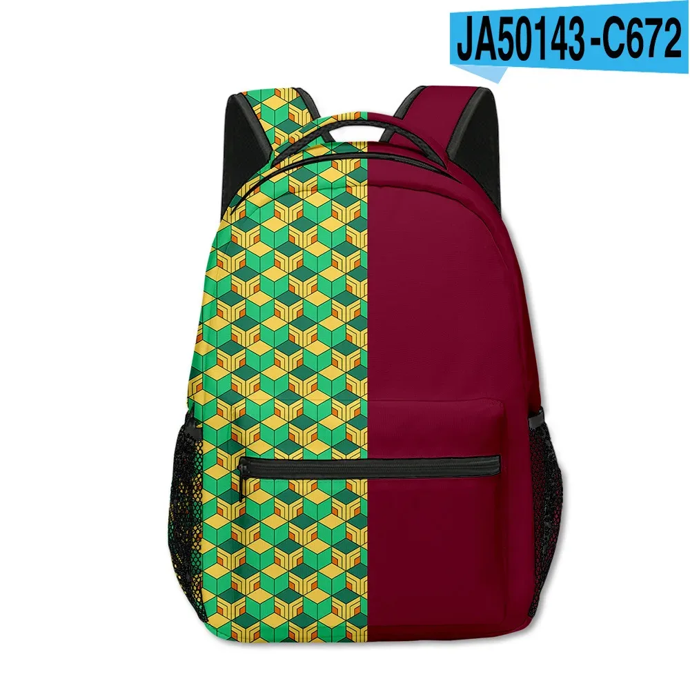 sac dos tissu oxford uni dessin animé géométrique multicouleurs triangles carreaux bandoulière arquée usage voyage