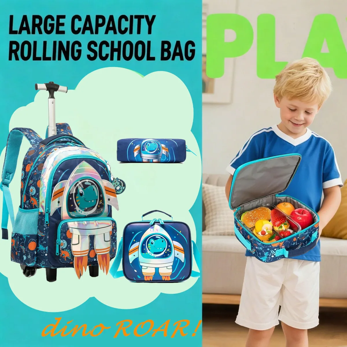 sac à dos à roulettes pour enfants, bagage de voyage à roulettes, sac à livres d'école léger pour garçons, sac d'étudiant de grande capacité