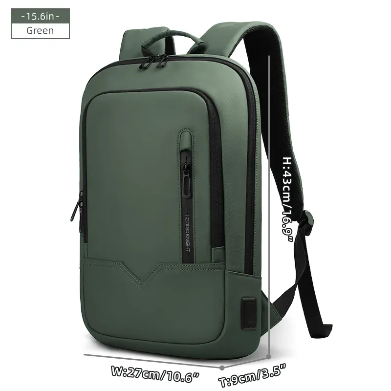 heroic knight mince homme travail sac à dos multifonctionnel mode 15.6 pouces sac à dos pour ordinateur portable décontracté étanche voyage d'affaires sac à dos
