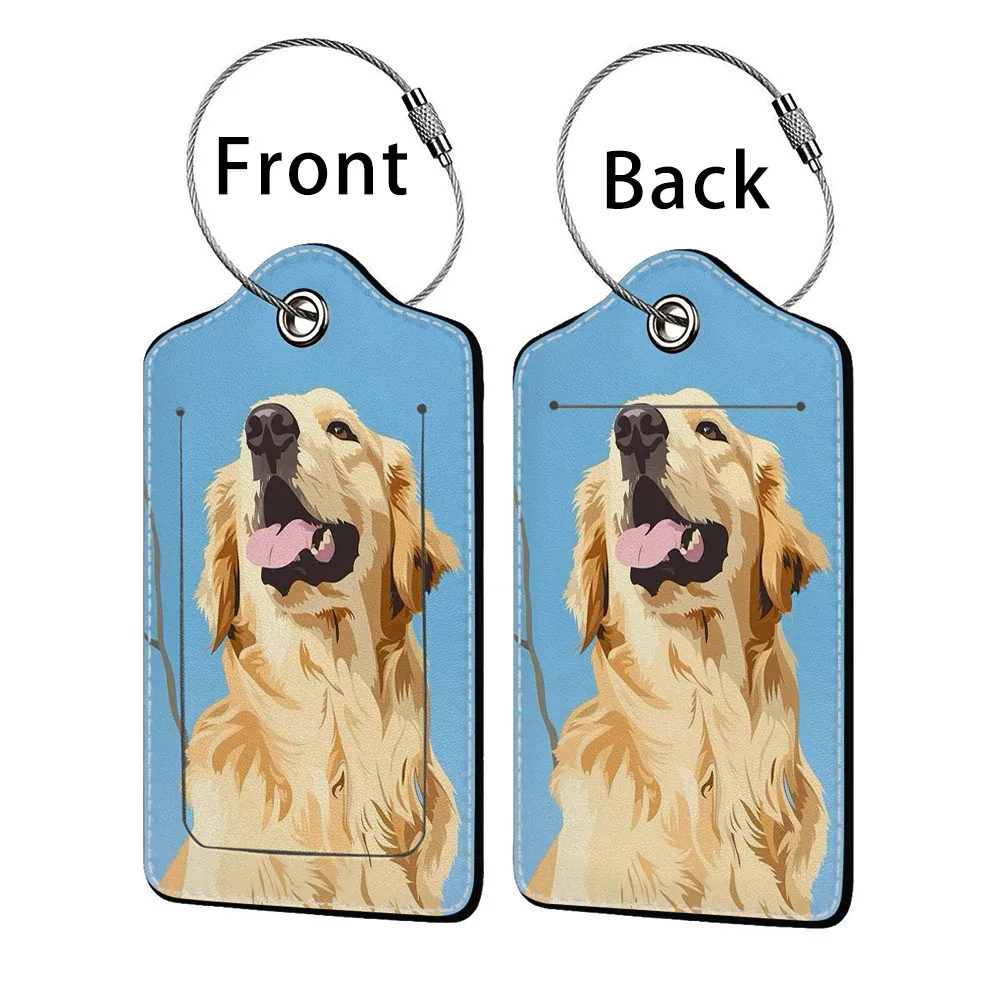 offre spéciale mignon chien en cuir affaires étiquette de bagage valise adresse étiquette bagages embarquement étui étiquette nom id adresse clip