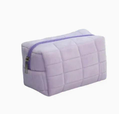 pointrousse de maquillage en peluche pour femmes, petits sacs cosmétiques de voyage portables, trousse de toilette à fermeture éclair pour documents solides, sacs de rangement pour poudres lavantes