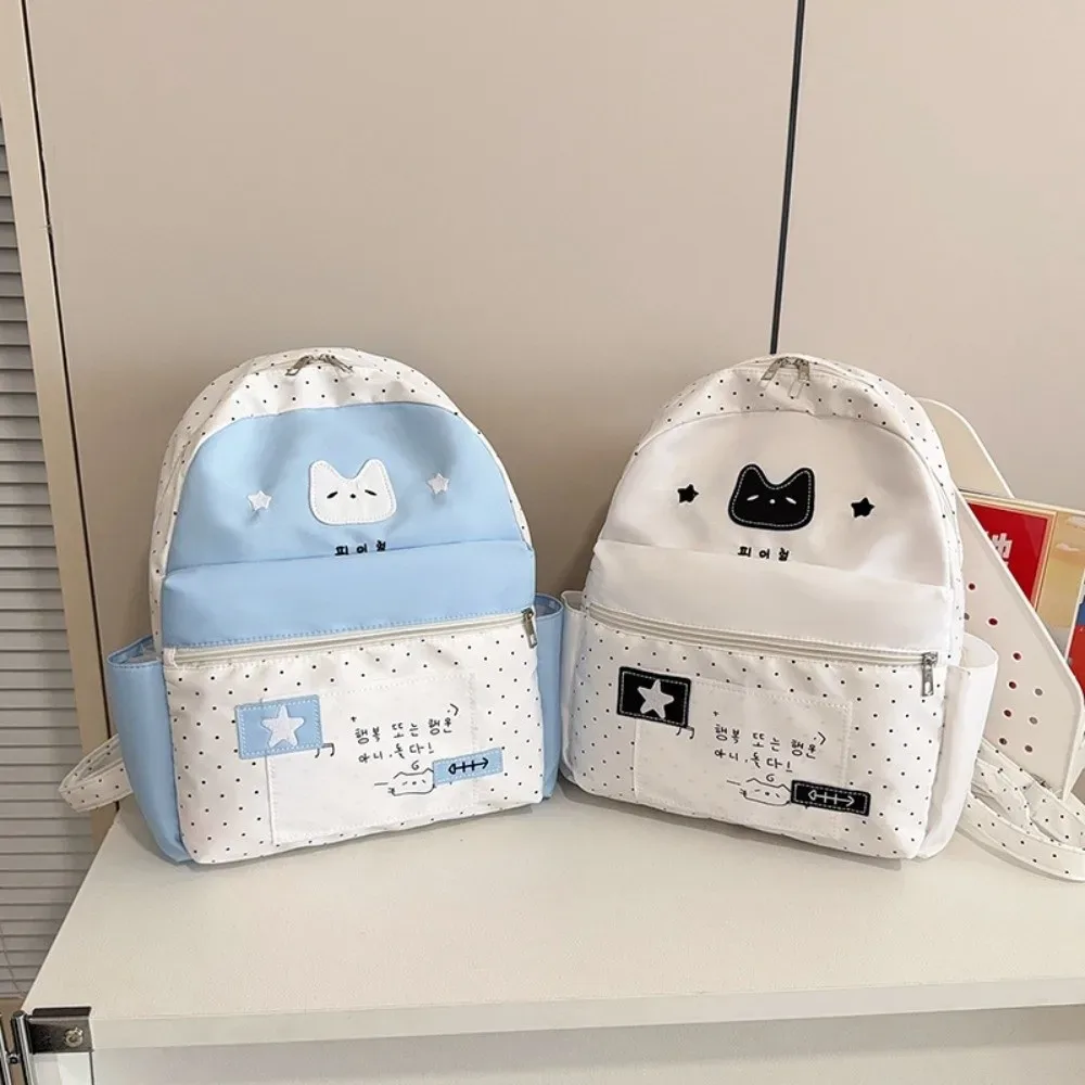 nouveau sac à dos à pois pour enfants, léger, multifonctionnel, grande capacité, blanc, dessin animé, mochilas d'extérieur