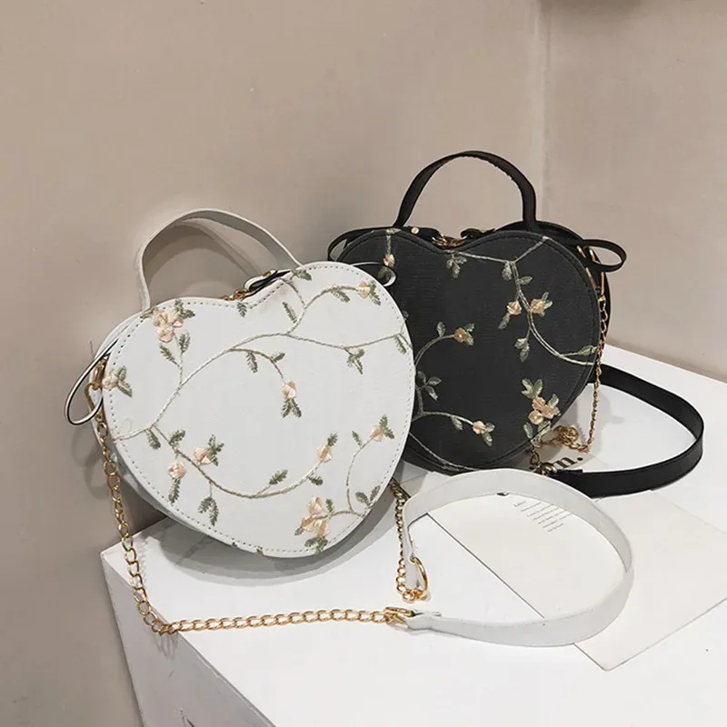sacs à main ronds en dentelle pour femmes, sacs à bandoulière en cuir pu de bonne qualité, petits sacs à bandoulière avec chaîne de fleurs fraîches
