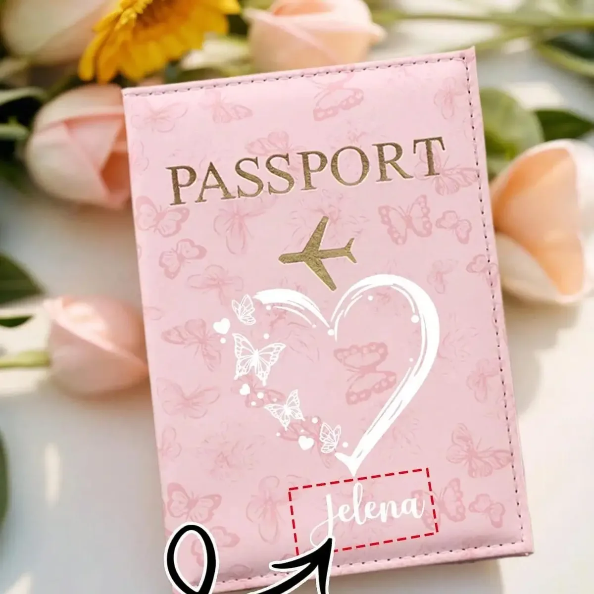 Porte-passeport personnalisé avec un motif papillon, un organiseur de documents de voyage et un porte-cartes adapté aux hommes et aux femmes