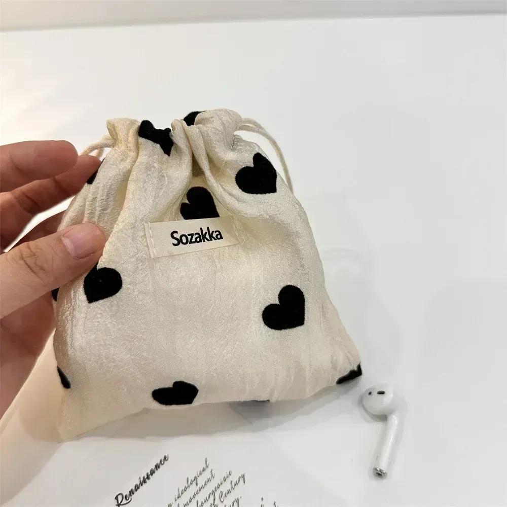 sacs à cordon college d'amour pour filles, sac de rangement pour pièces de monnaie, clé, rouge à lèvres, sac à poussière pour bijoux, sacoche de toilette portable, pigeza, l, m, s