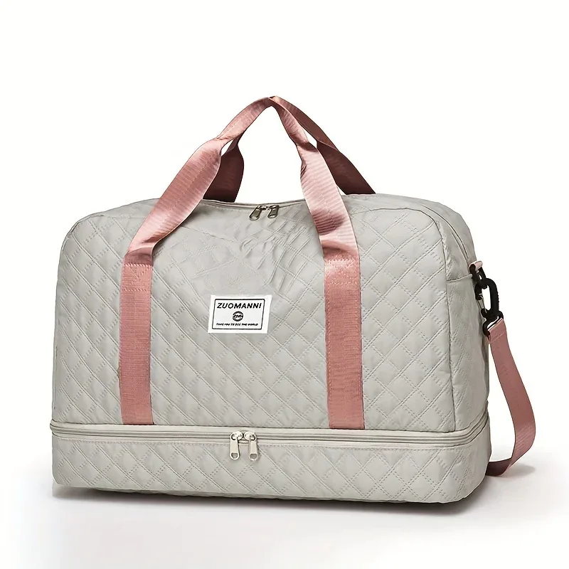 sac de voyage décontracté en nylon, grande capacité pour le sport et le fitness, sac de week-end portable à plusieurs poches pour la nuit.
