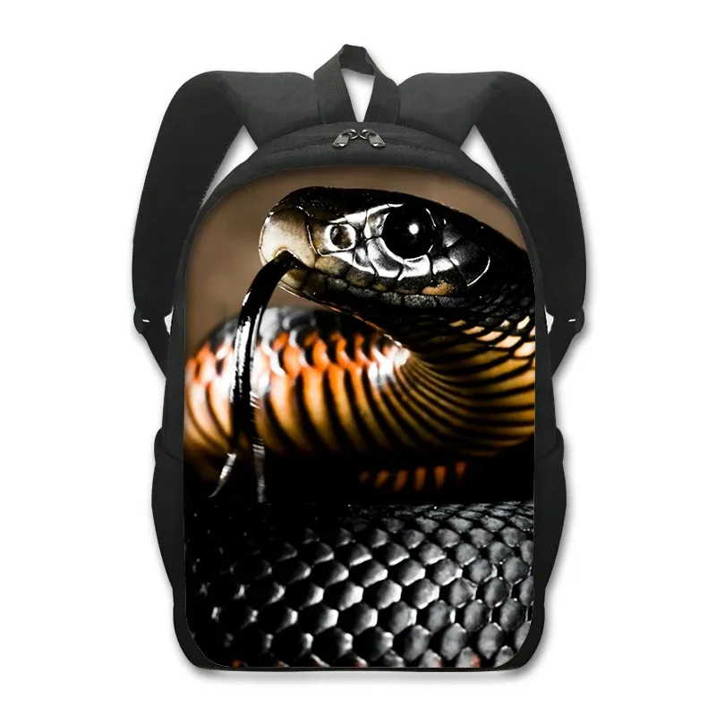 sac à dos imprimé animal de compagnie de 16 pouces pour femme et enfant, fourre-tout d'école, de voyage, avec grenouille, caméléon, serpent, araignée, livre, cadeau