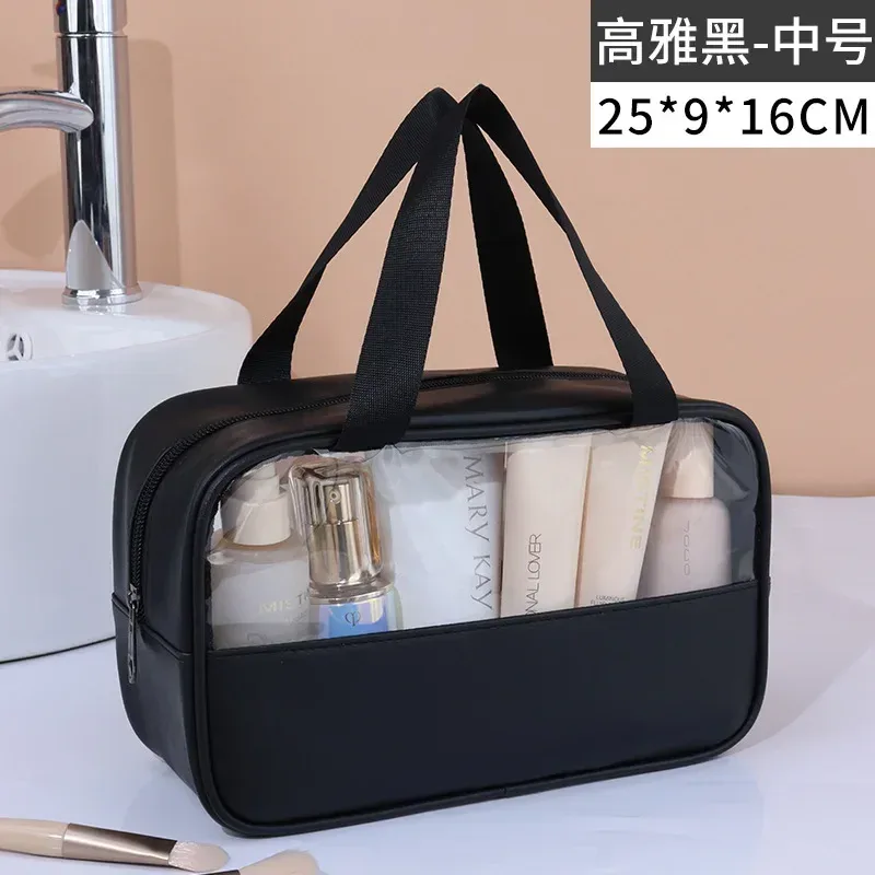 trousse de toilette de voyage portable pour femmes, trousse de maquillage transparente, grande capacité, trousse de bain et de toilette, étui de rangement multifonctionnel et imperméable.