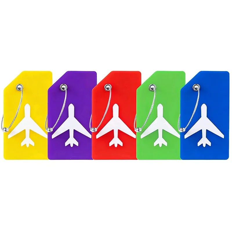 étiquette bagage silicone motif avion jaune orange bleu rouge noir vert rose voyage famille affaires identification valise nom adresse