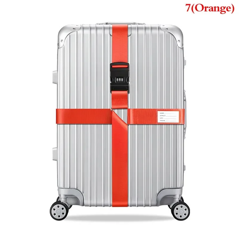 sangle de bagage en nylon à verrouillage par mot de passe à 3 chiffres, ceinture croisée, emballage réglable, sangle de valise de voyage, environnement de bagages
