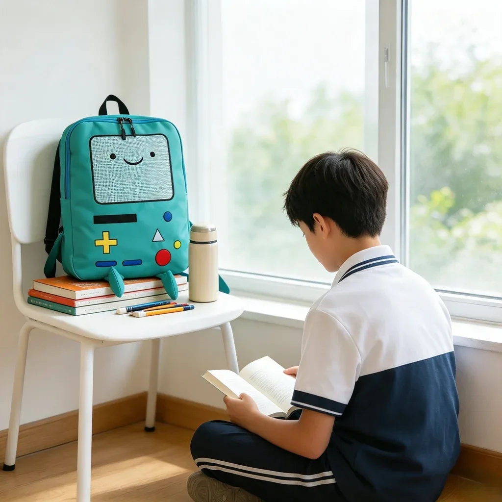 sac à dos mignon de dessin animé de 14 pouces, sac de voyage décontracté vert, sac anime respirant et portable, cadeau de noël pour les enfants pour la rentrée scolaire.