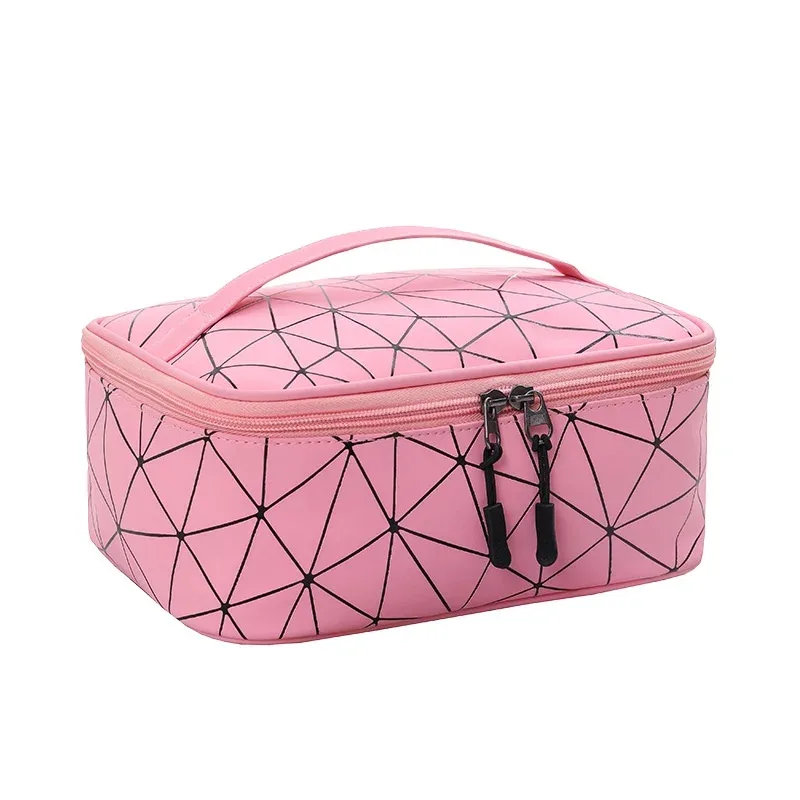 sac de maquillage en pu pour femmes, nouveau design de marque, portable, grande capacité, étanche, sac de rangement pour toilettes de voyage, bx018