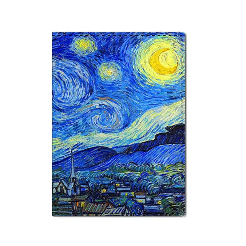 couverture de passeport créative van gogh, peinture à l'huile, accessoires de voyage pour femmes et hommes, design de nuit étoilée, porte-passeport protégé, nouvelle collection