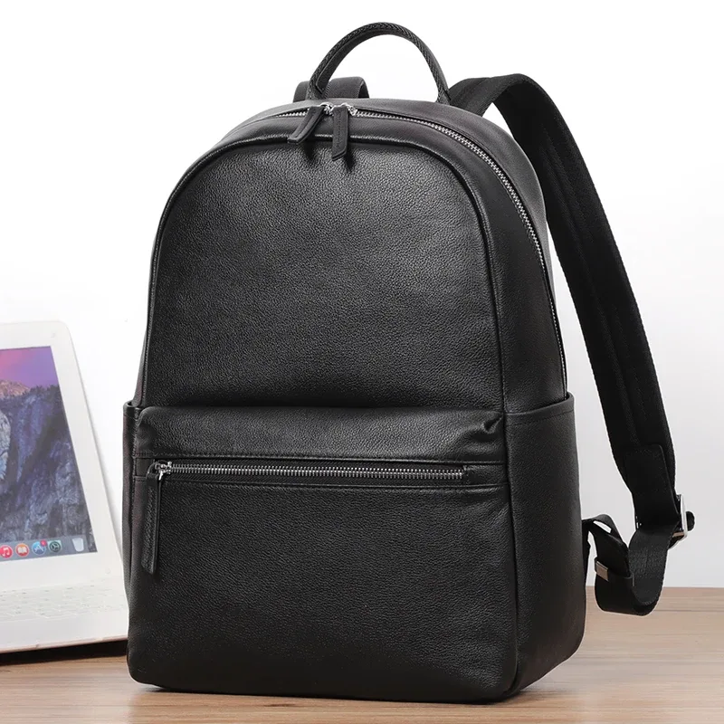 100% en cuir véritable hommes sacs à dos mode véritable cuir naturel étudiant sac à dos garçon de luxe affaires 15.6 pouces sac d'école pour ordinateur portable