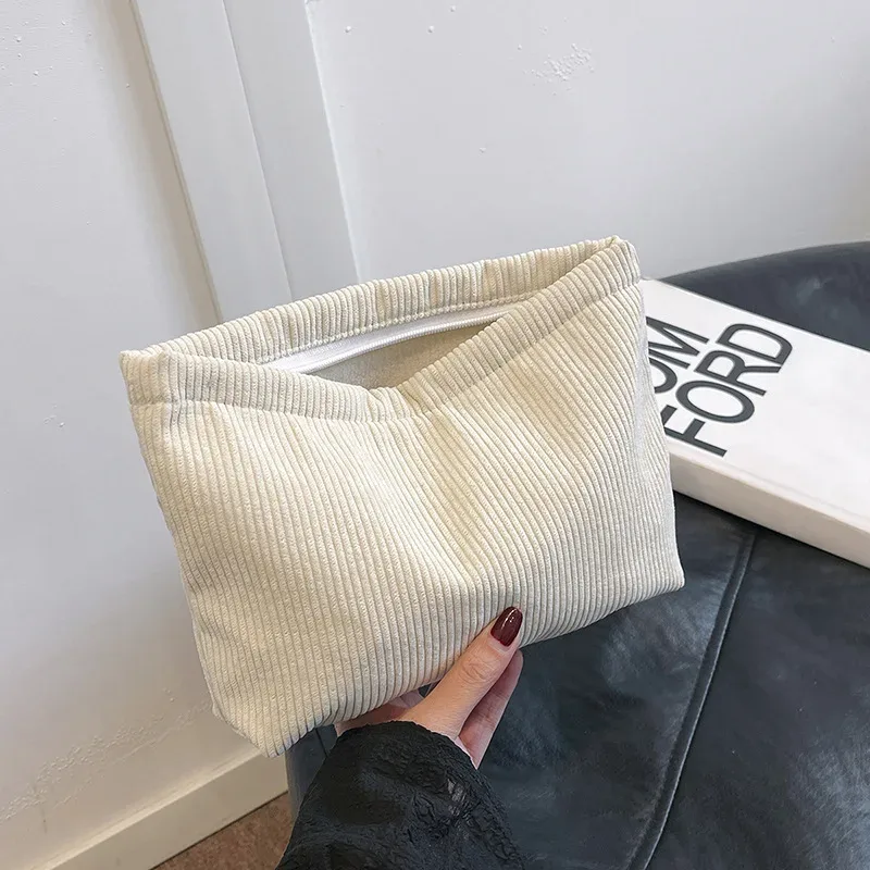 trousse de maquillage en velours côtelé pour femme, style ins, grande capacité, pochette cosmétique portable, étui à rouge à lèvres, porte-monnaie, pochette téléphone, sac à main