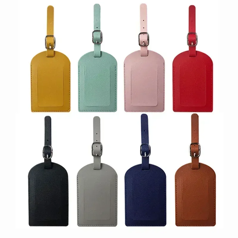 étiquette de bagage en cuir pu, étiquette de valise pour femmes et hommes, accessoires de voyage, nom, identification, porte-adresse