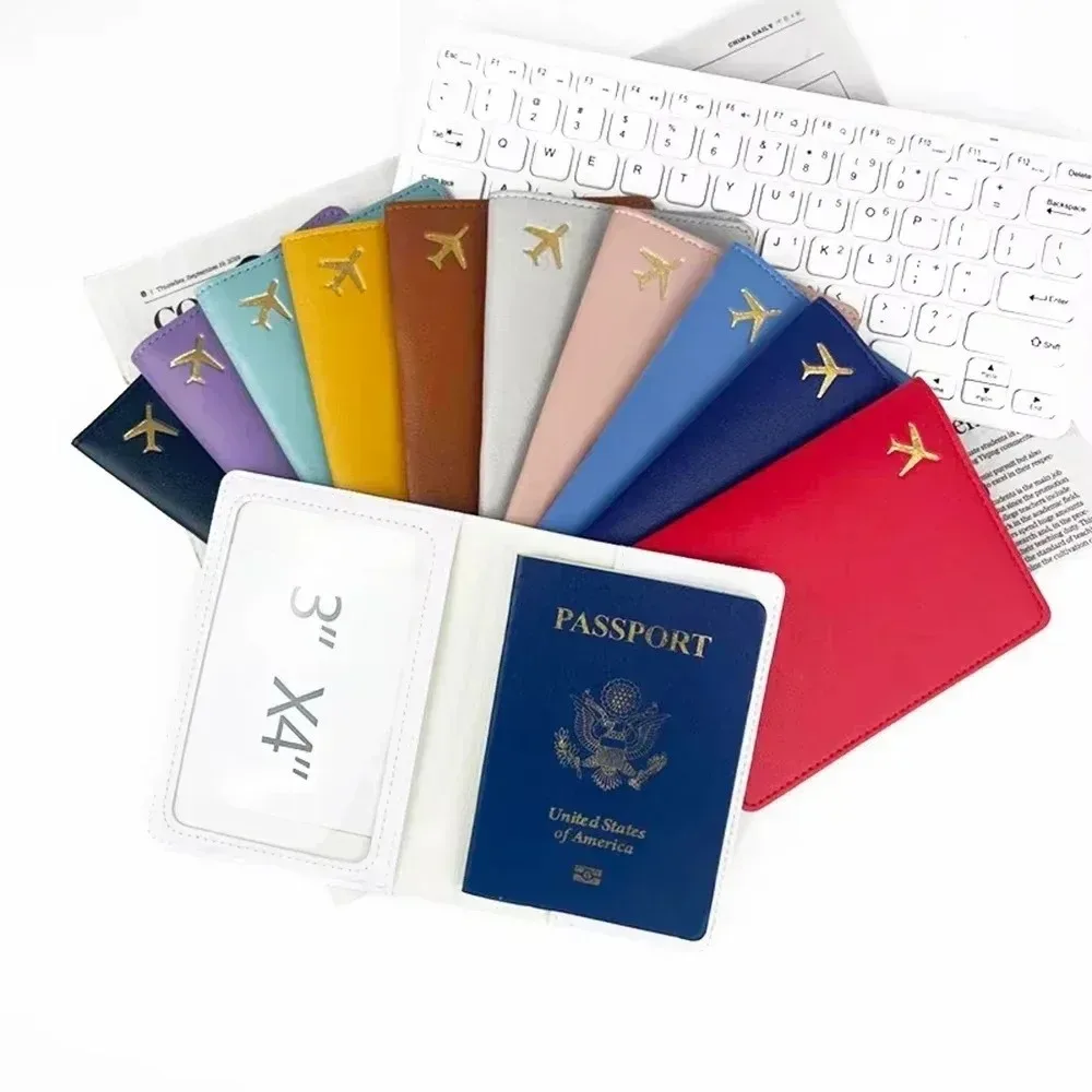 porte-passeport en cuir pu, étui léger et étanche pour passeport, couleur unie, rangement portable, portefeuille pour cartes de crédit