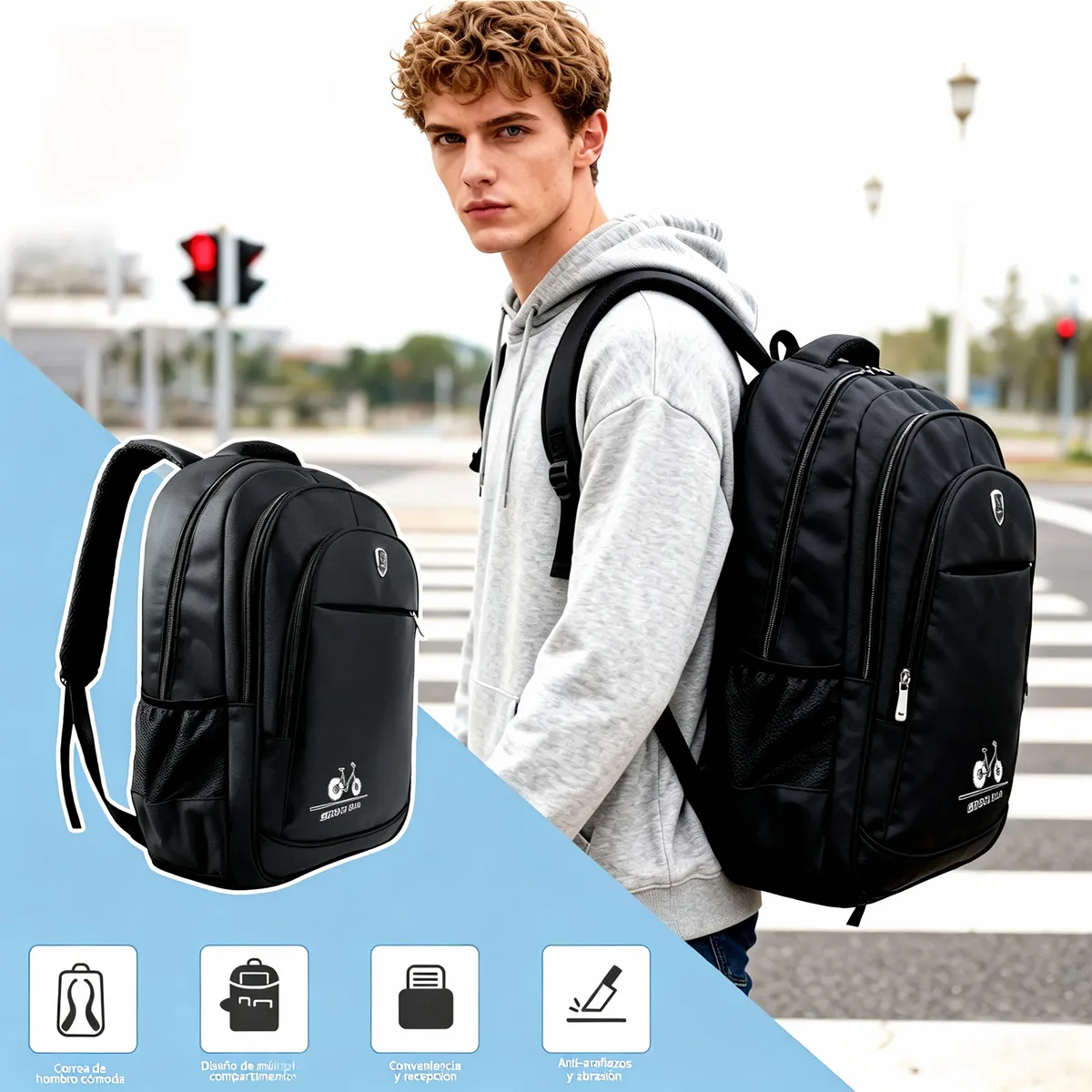 sac à dos pour ordinateur portable de 15,6 pouces, sac d'affaires de grande capacité pour hommes, sac à dos imperméable pour l'école et les voyages, sac à dos de sport décontracté avec port usb