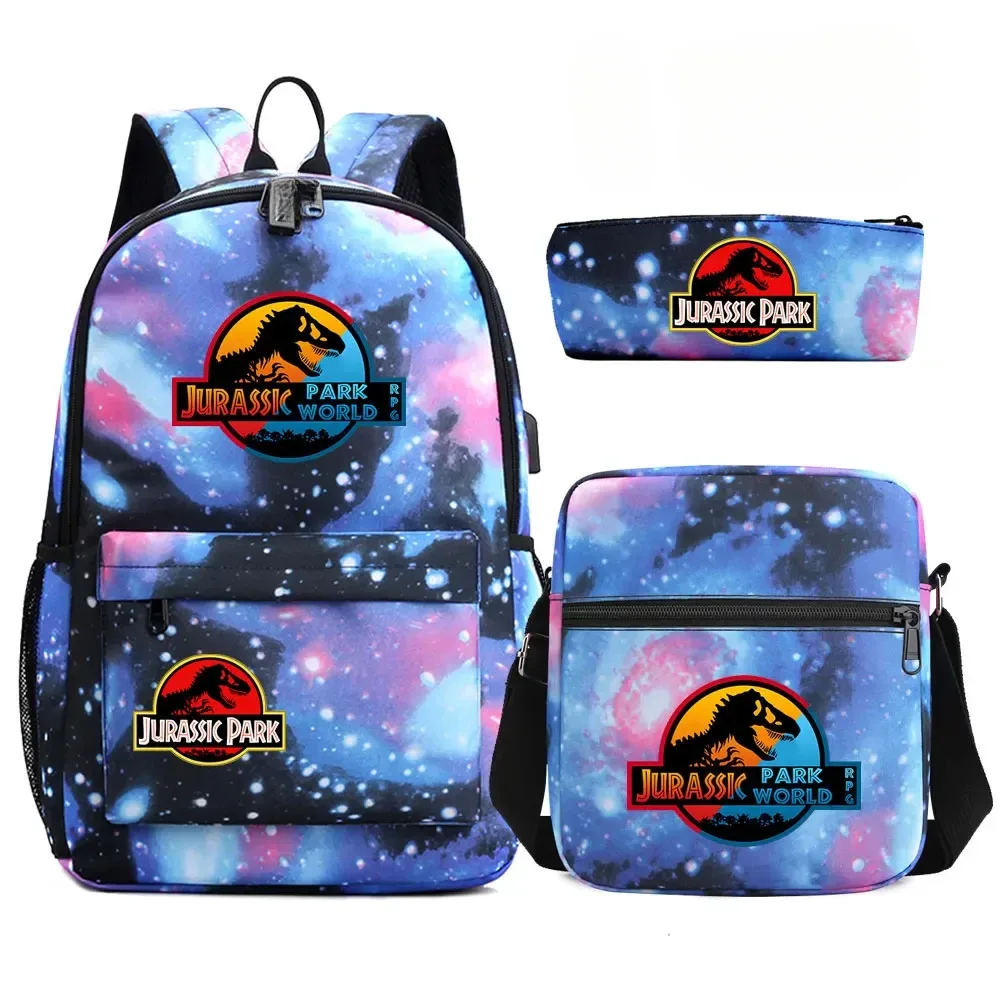 sac à dos de voyage avec serrure antivol usb pour garçon et fille, cartable pour livre d'école pour enfants, sac à stylo, 3 pièces