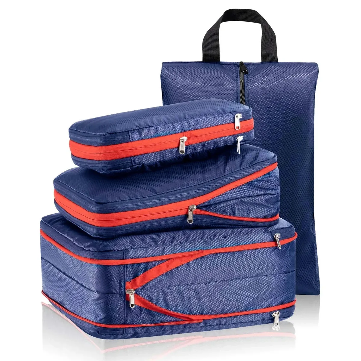 organisateur voyage compression double sacs rangement tissu noir bordure rouge polyvalent transport chaussures vêtements