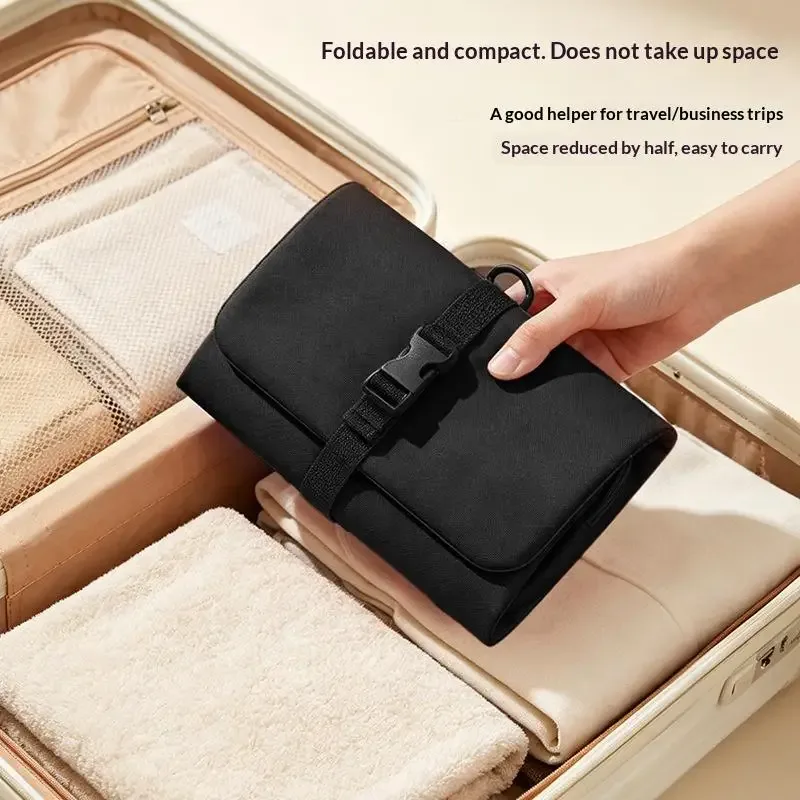 sac de toilette pliable et détachable, grande capacité avec crochet, sac de rangement pour articles de toilette pour hommes en voyage d'affaires, sac de cosmétiques de voyage pour femmes