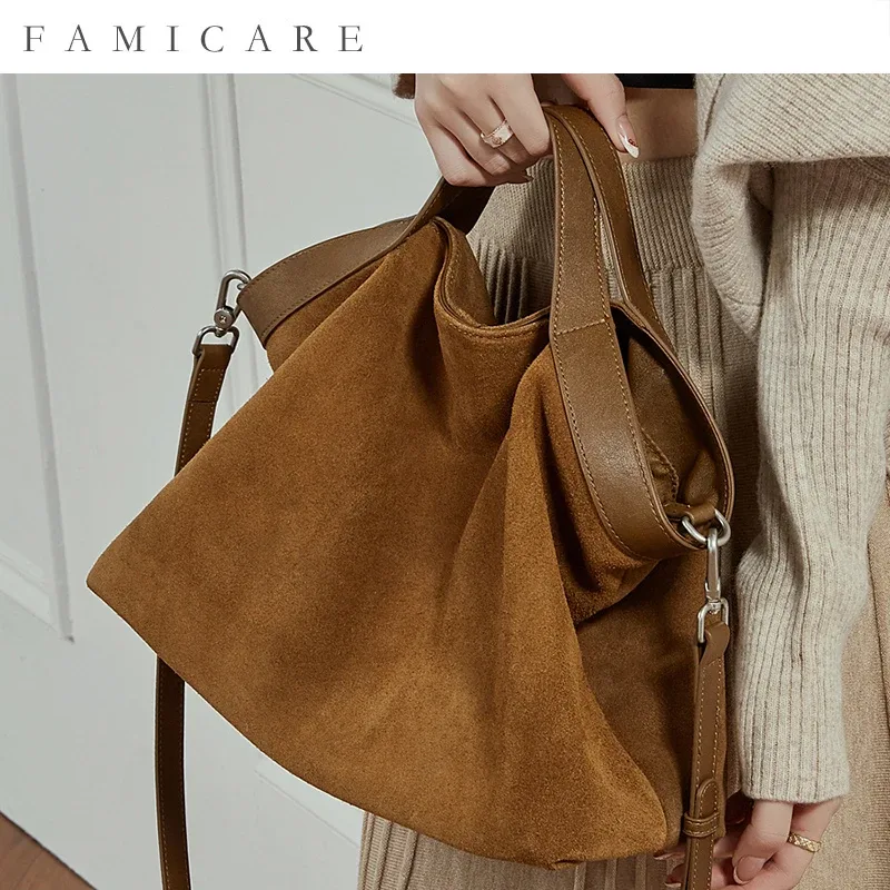 sac fourre-tout grande capacité pour femme 2026 – nouveau sac bandoulière spacieux en cuir suédé vintage – sac à main polyvalent et tendance pour le quotidien – qualité supérieure