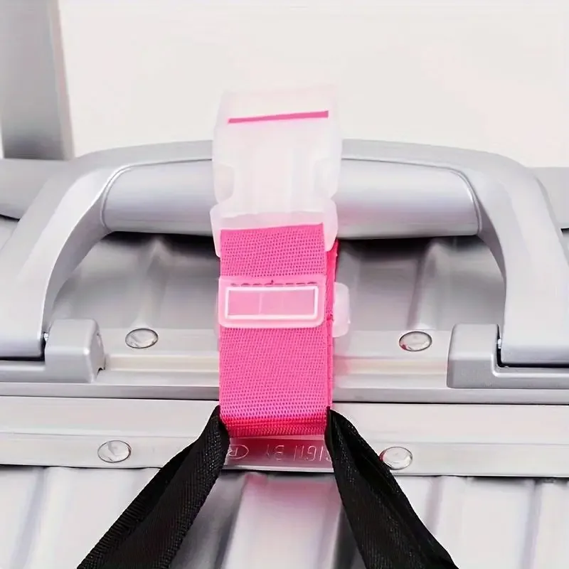 Ceinture Bagage Nylon Rose Attachement Latéral Noir Régulable Léger Utilisation Voyage Sécurité Fixation Sac