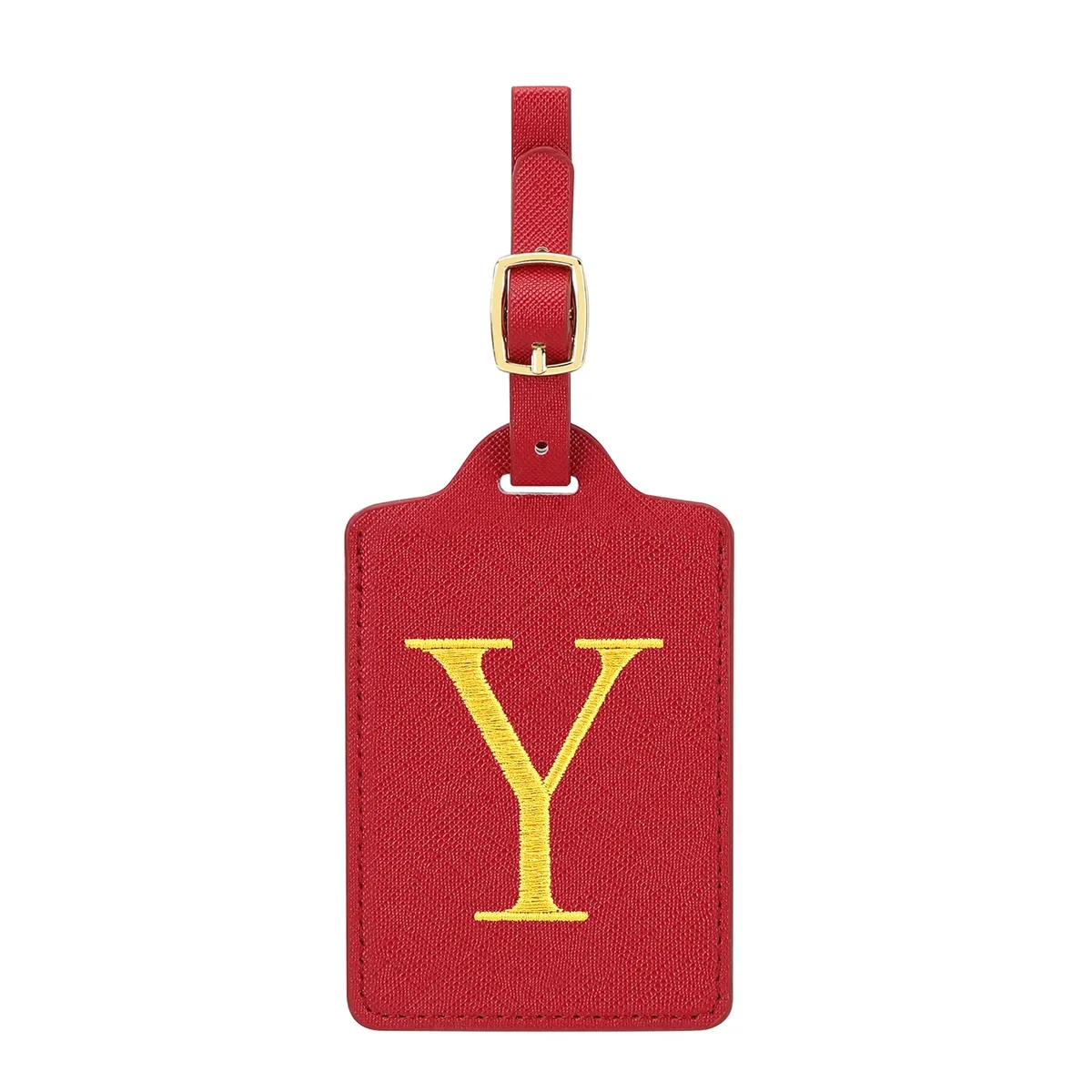 étiquettes de bagage miyin 26 lettres en cuir pu pour valises, protection de la vie privée, accessoires de voyage essentiels, rouge éclatant