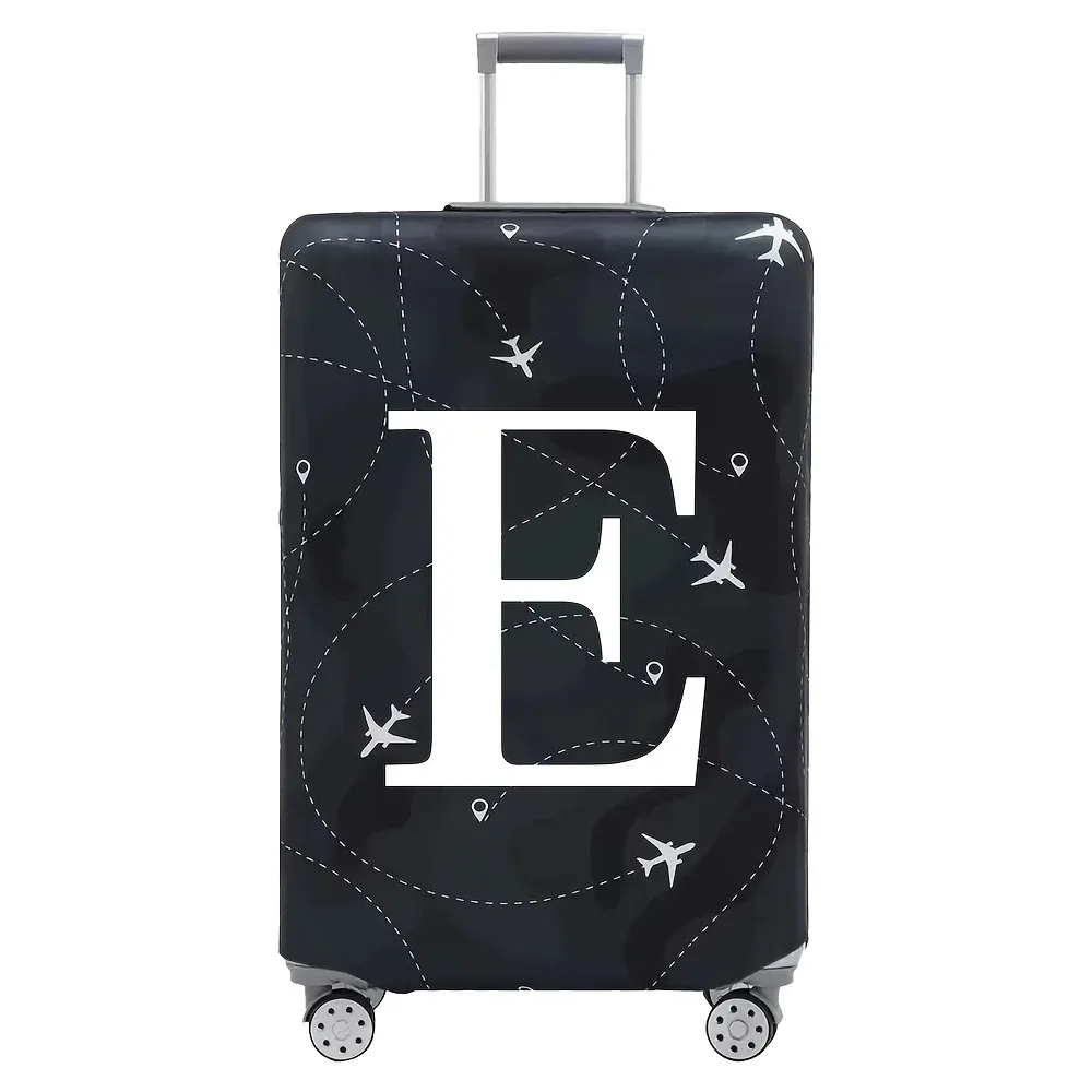 housse valise polyester motif trajectoires avions lettres noire blanc voyage protection valise taille variable