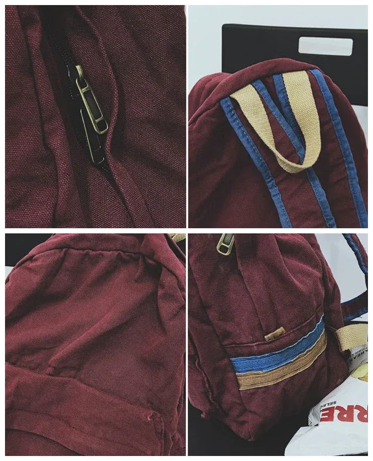 sac à dos d'école rétro chic en coton pour adolescent, sac à dos de livre décontracté, tissu doux, style coréen, étudiant, femme, vintage, pingouin, marée